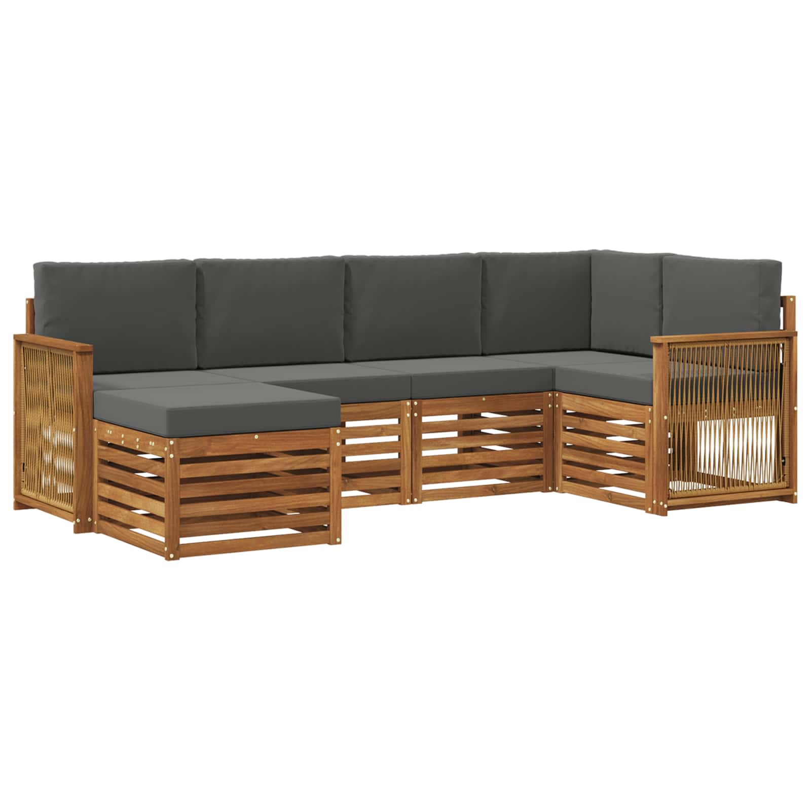 Hoekbank Set met kussen 5 pcs Natuurlijk en Antraciet is nu te koop bij PeponiXL, paradijselijk wonen!