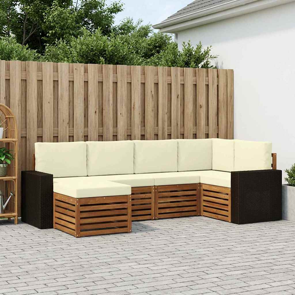 Hoekbank Set met kussen 6 pcs Natuurlijk en Crème is nu te koop bij PeponiXL, paradijselijk wonen!