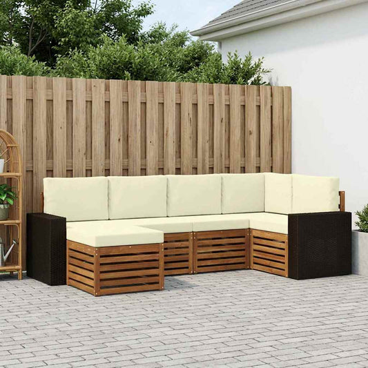 Hoekbank Set met kussen 6 pcs Natuurlijk en Crème is nu te koop bij PeponiXL, paradijselijk wonen!