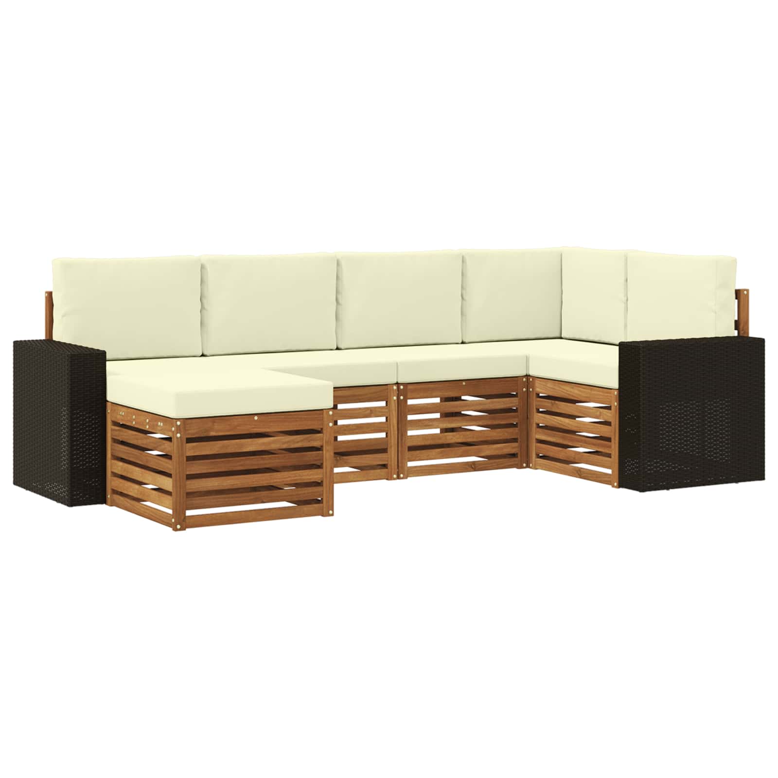 Hoekbank Set met kussen 6 pcs Natuurlijk en Crème is nu te koop bij PeponiXL, paradijselijk wonen!