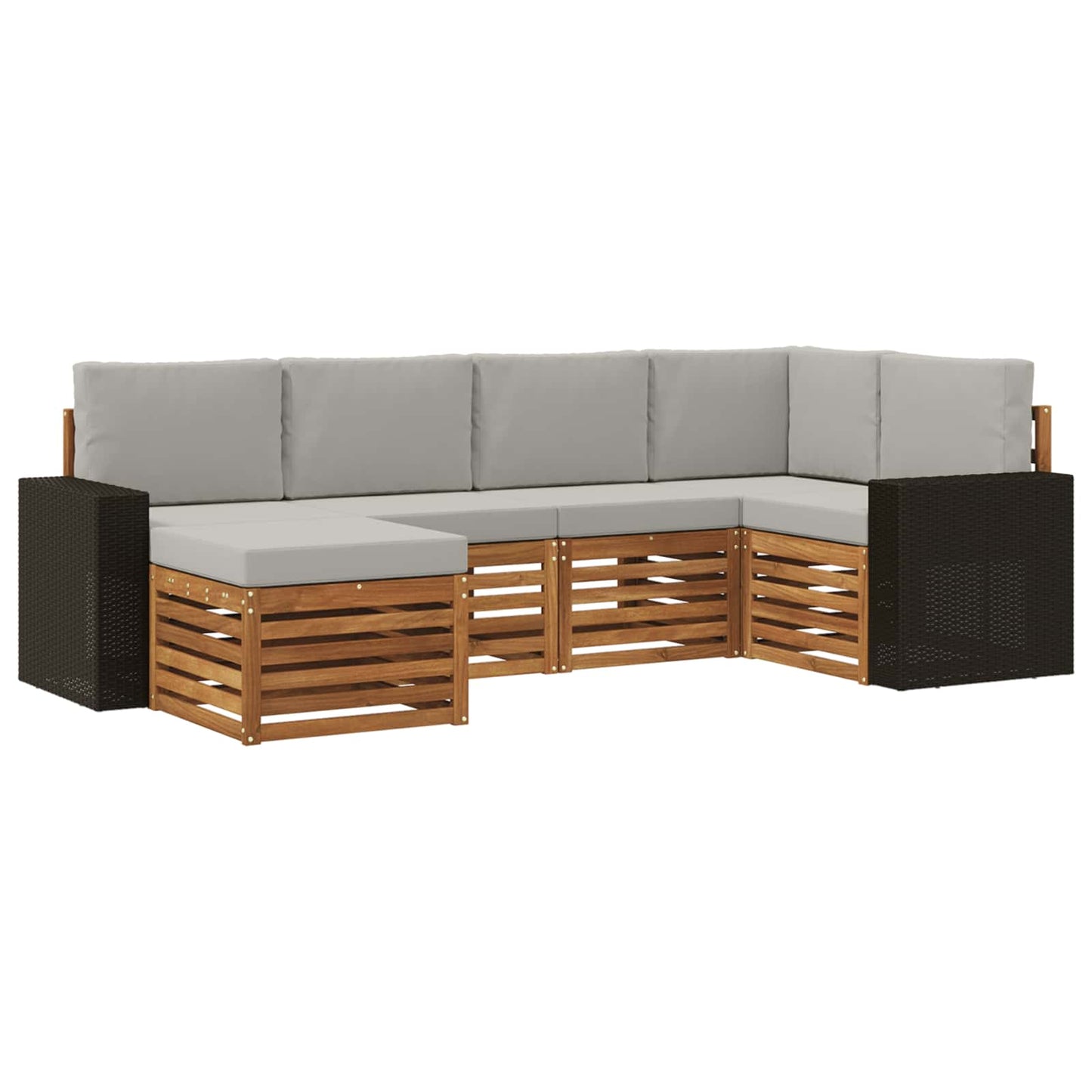 Hoekbank Set met kussen 6 pcs Naturel en lichtgrijs is nu te koop bij PeponiXL, paradijselijk wonen!