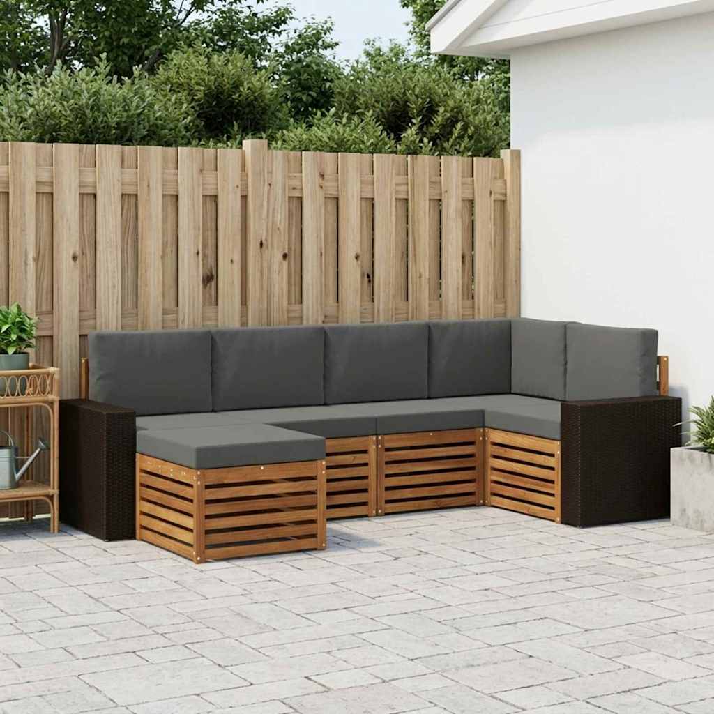 Hoekbank Set met kussen 6 pcs Natuurlijk en Antraciet is nu te koop bij PeponiXL, paradijselijk wonen!