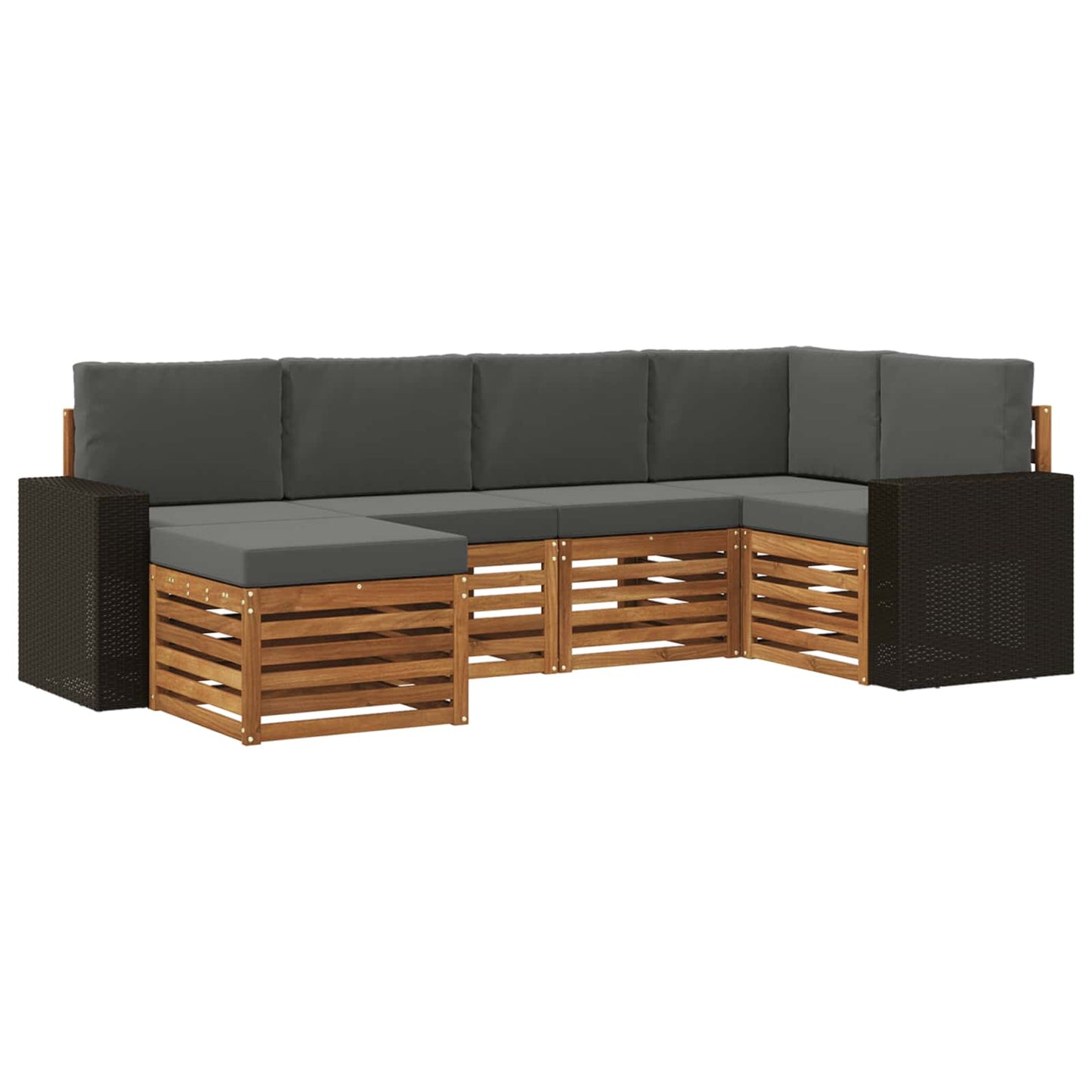 Hoekbank Set met kussen 6 pcs Natuurlijk en Antraciet is nu te koop bij PeponiXL, paradijselijk wonen!