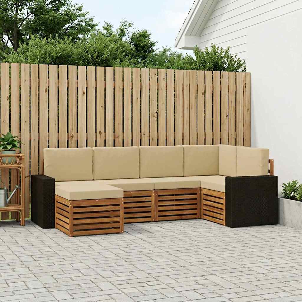 Hoekbank Set met kussen 6 pcs Natuurlijk en Beige is nu te koop bij PeponiXL, paradijselijk wonen!