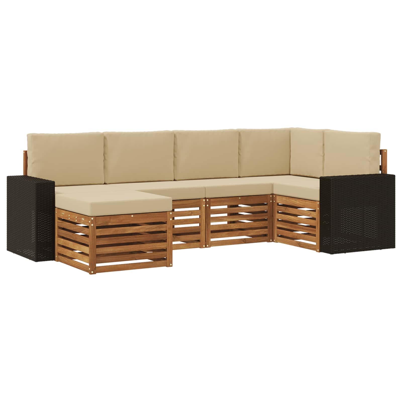 Hoekbank Set met kussen 6 pcs Natuurlijk en Beige is nu te koop bij PeponiXL, paradijselijk wonen!