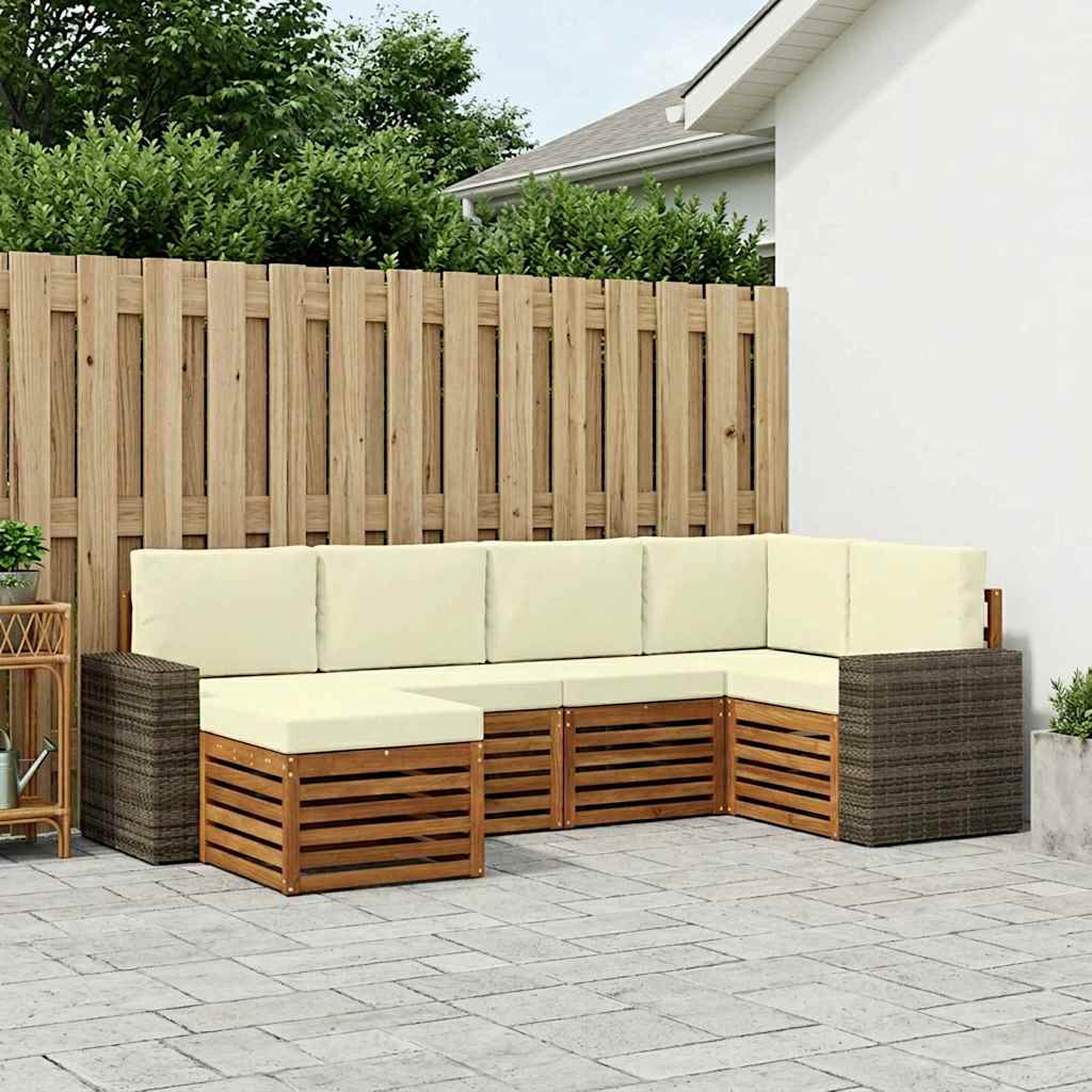 Hoekbank Set met kussen 6 pcs Natuurlijk en Crème is nu te koop bij PeponiXL, paradijselijk wonen!