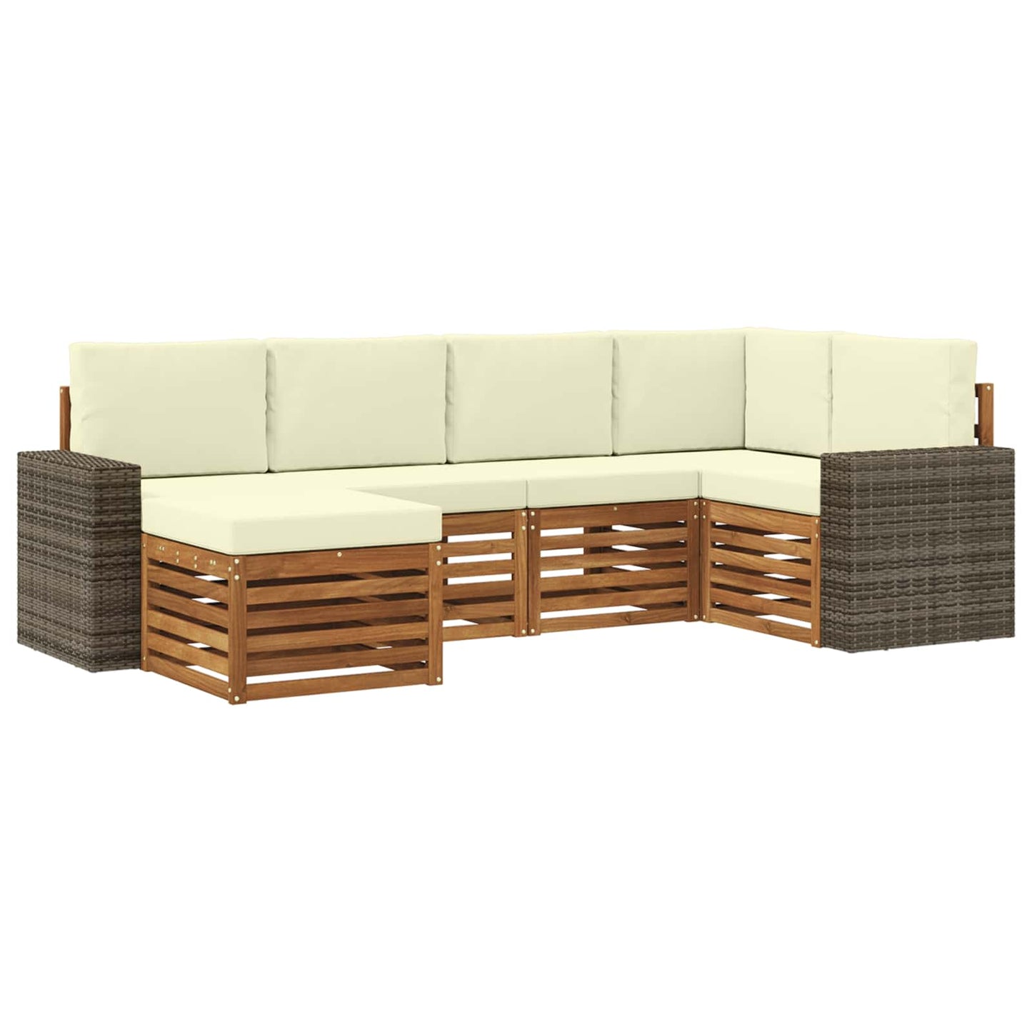 Hoekbank Set met kussen 6 pcs Natuurlijk en Crème is nu te koop bij PeponiXL, paradijselijk wonen!