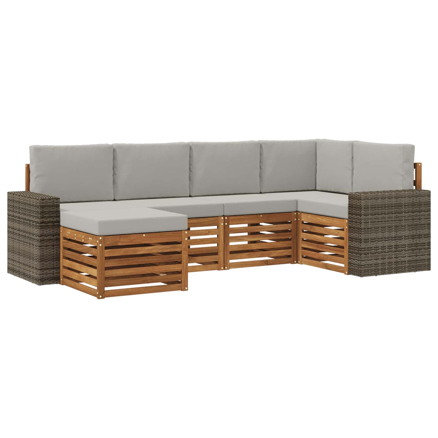 Hoekbank Set met kussen 6 pcs Naturel en lichtgrijs is nu te koop bij PeponiXL, paradijselijk wonen!