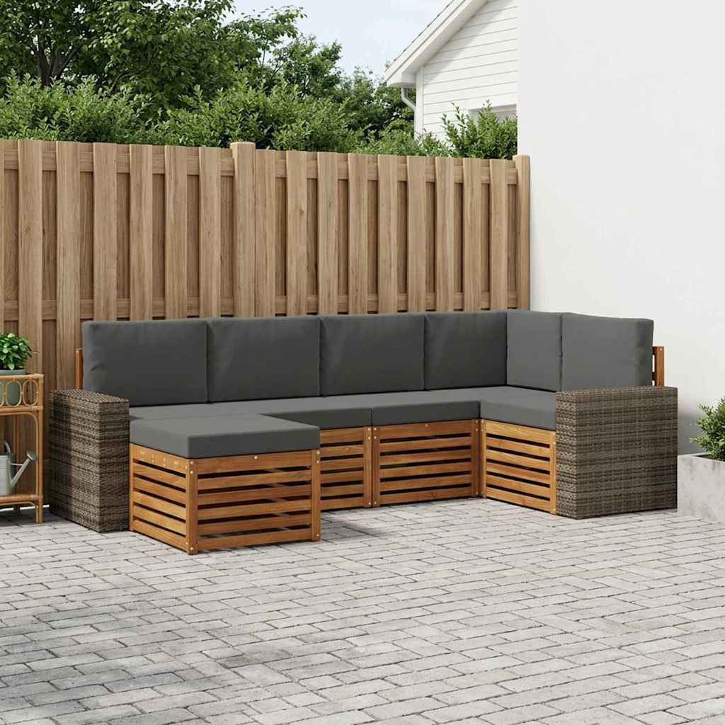 Hoekbank Set met kussen 6 pcs Natuurlijk en Antraciet is nu te koop bij PeponiXL, paradijselijk wonen!