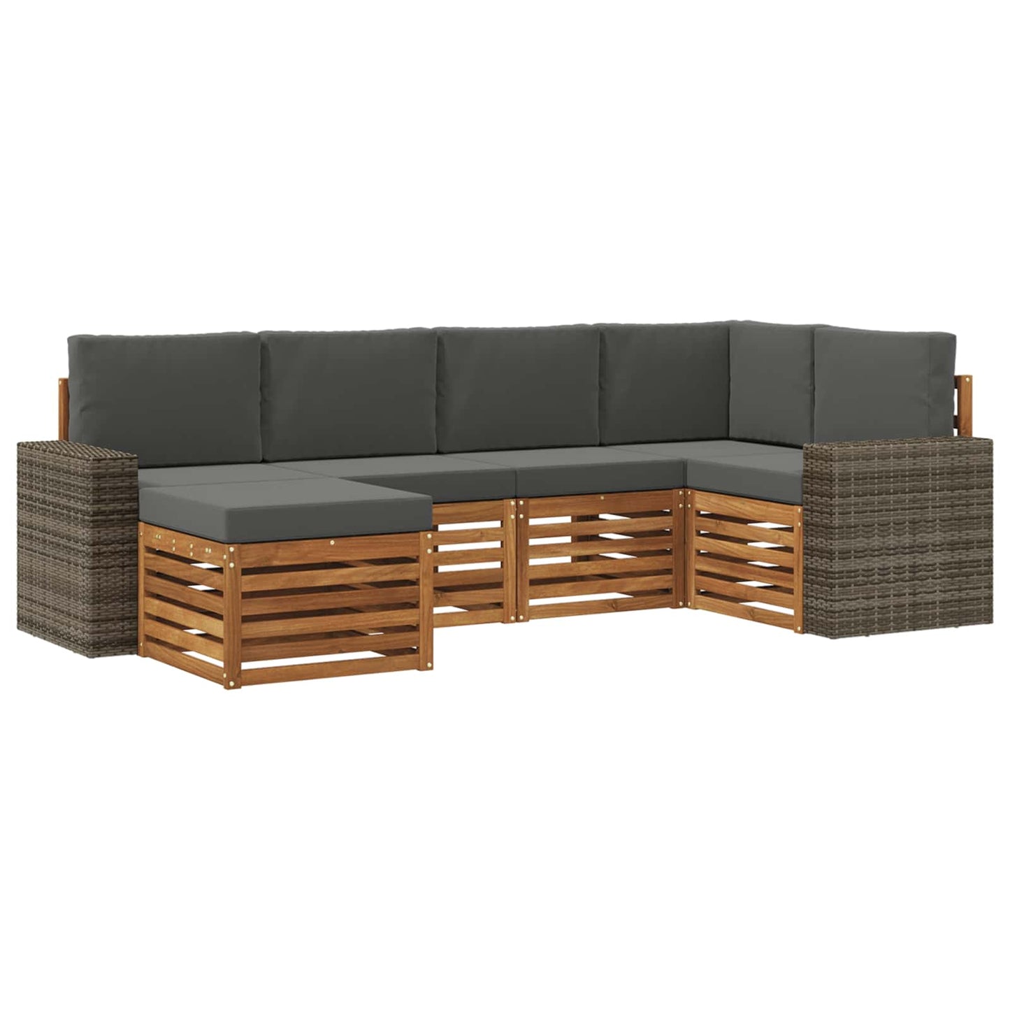 Hoekbank Set met kussen 6 pcs Natuurlijk en Antraciet is nu te koop bij PeponiXL, paradijselijk wonen!