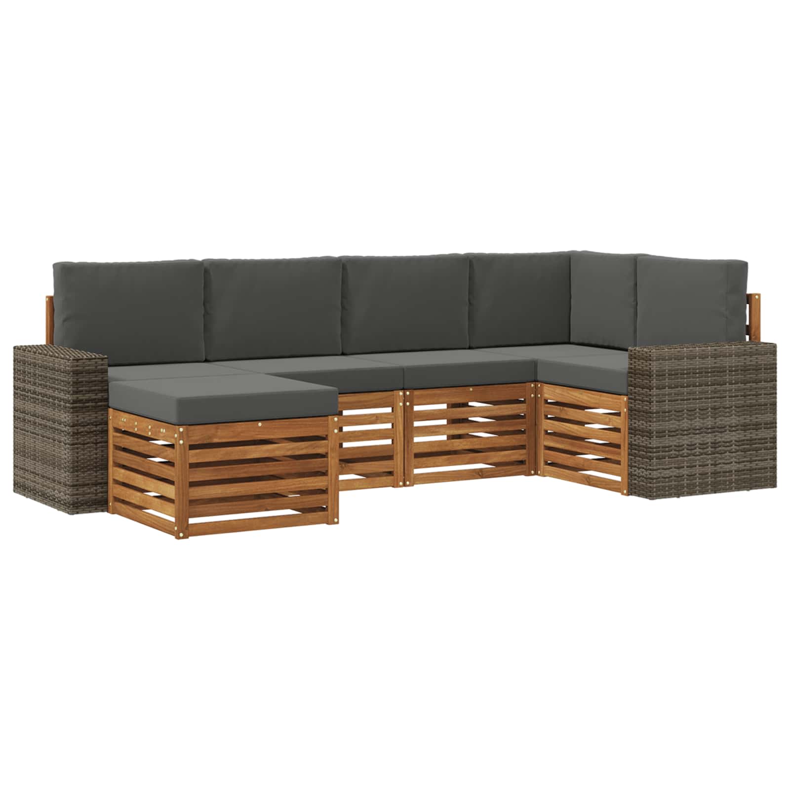Hoekbank Set met kussen 6 pcs Natuurlijk en Antraciet is nu te koop bij PeponiXL, paradijselijk wonen!