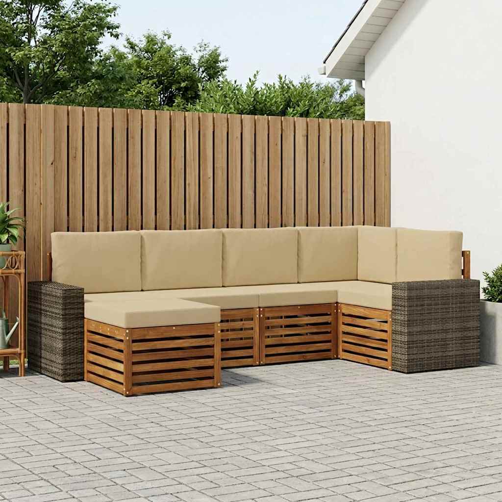 Hoekbank Set met kussen 6 pcs Natuurlijk en Beige is nu te koop bij PeponiXL, paradijselijk wonen!