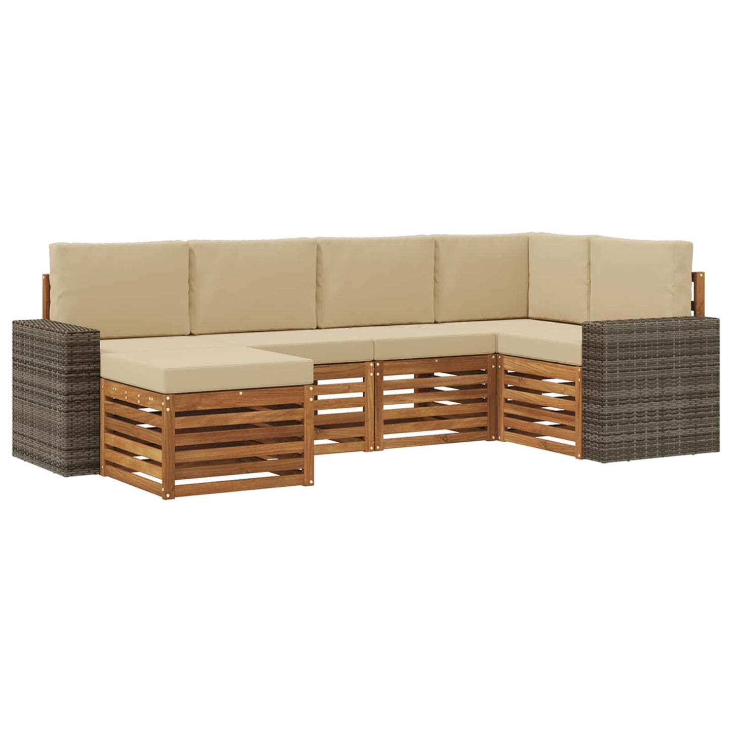 Hoekbank Set met kussen 6 pcs Natuurlijk en Beige is nu te koop bij PeponiXL, paradijselijk wonen!