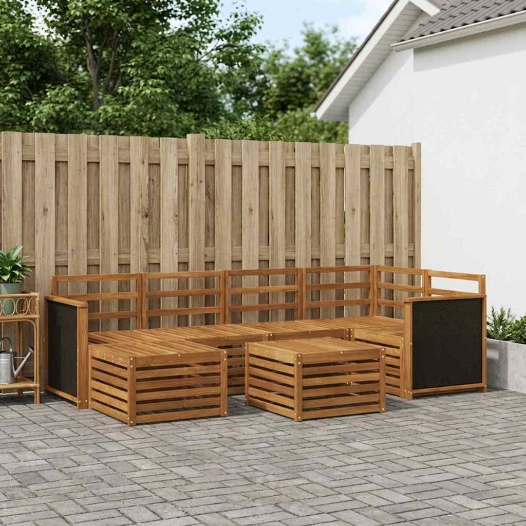 Hoekbank Set 6 pcs Naturel Massief Acaciahout is nu te koop bij PeponiXL, paradijselijk wonen!