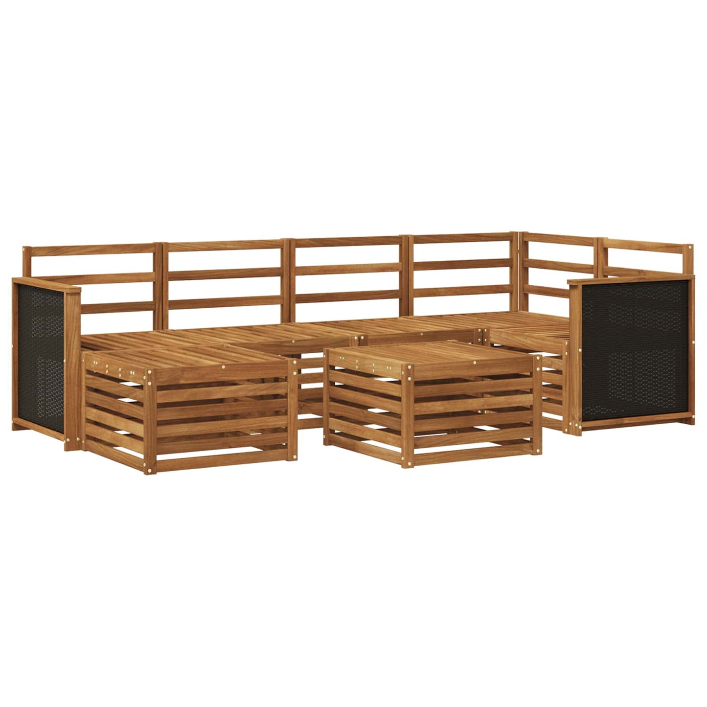 Hoekbank Set 6 pcs Naturel Massief Acaciahout is nu te koop bij PeponiXL, paradijselijk wonen!