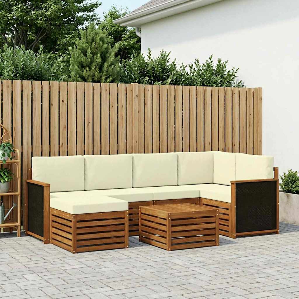 Hoekbank Set met kussen 6 pcs Natuurlijk en Crème is nu te koop bij PeponiXL, paradijselijk wonen!