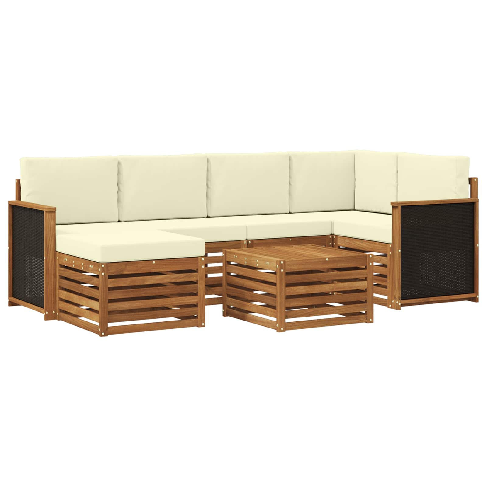 Hoekbank Set met kussen 6 pcs Natuurlijk en Crème is nu te koop bij PeponiXL, paradijselijk wonen!