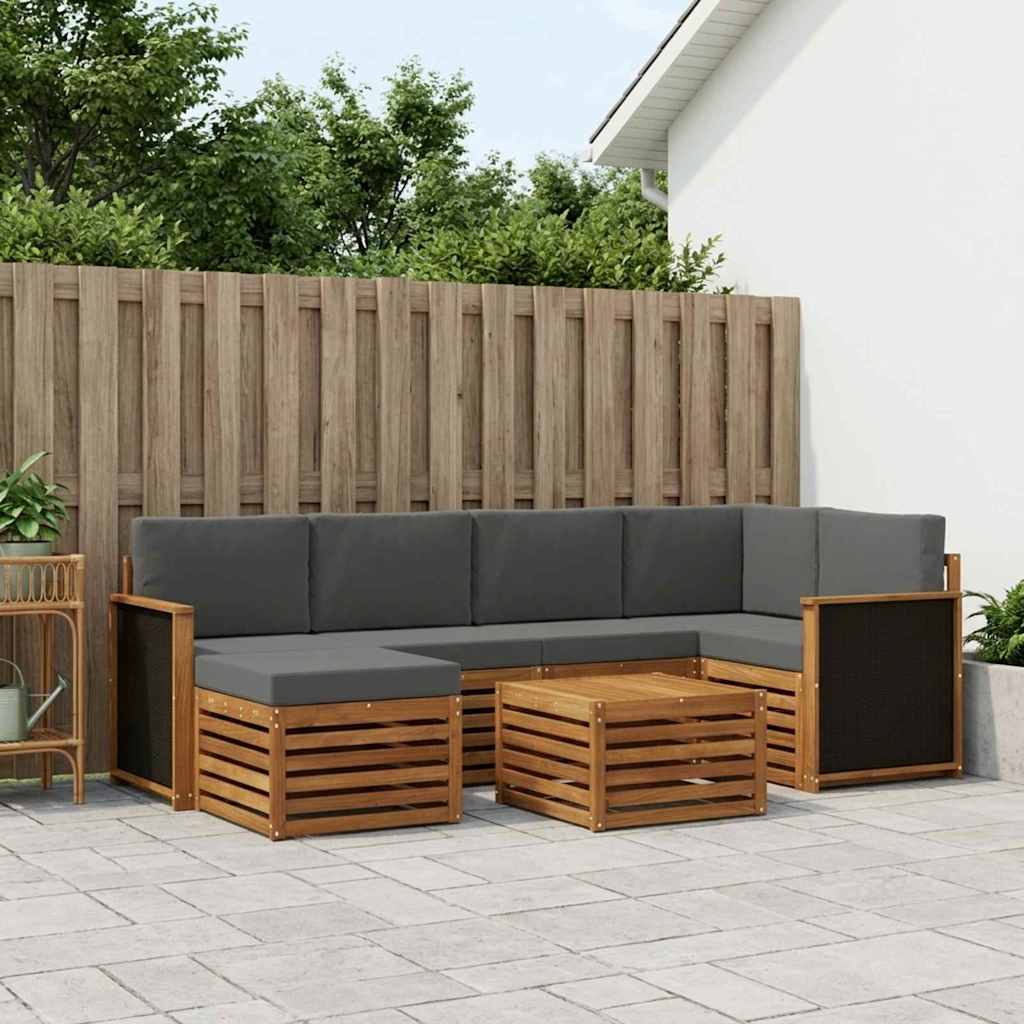 Hoekbank Set met kussen 6 pcs Natuurlijk en Antraciet is nu te koop bij PeponiXL, paradijselijk wonen!