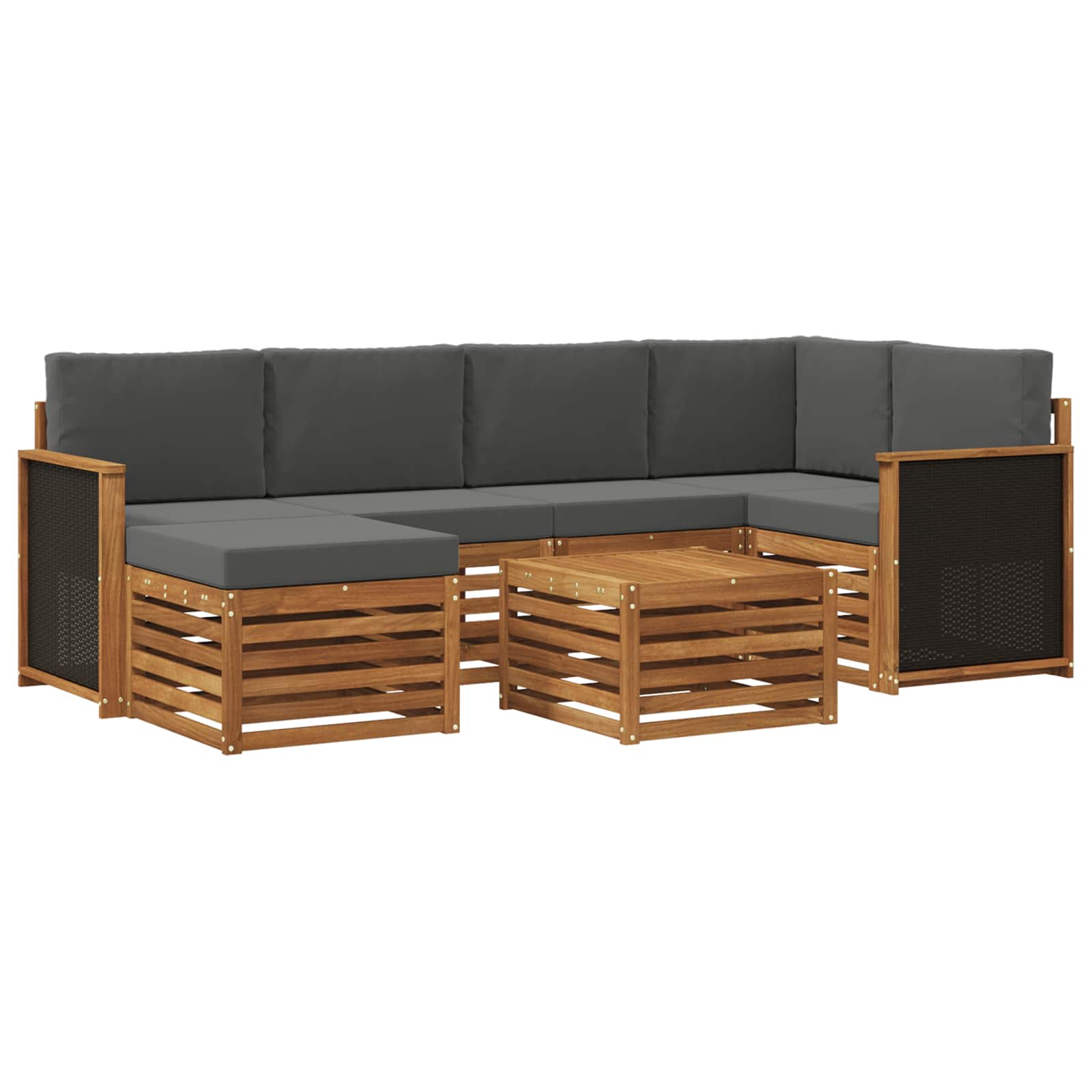 Hoekbank Set met kussen 6 pcs Natuurlijk en Antraciet is nu te koop bij PeponiXL, paradijselijk wonen!