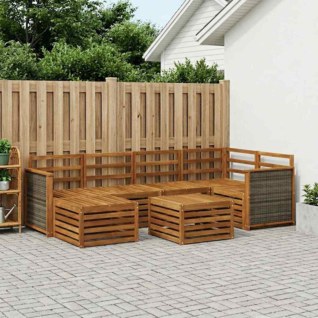 Hoekbank Set 6 pcs Naturel Massief Acaciahout is nu te koop bij PeponiXL, paradijselijk wonen!