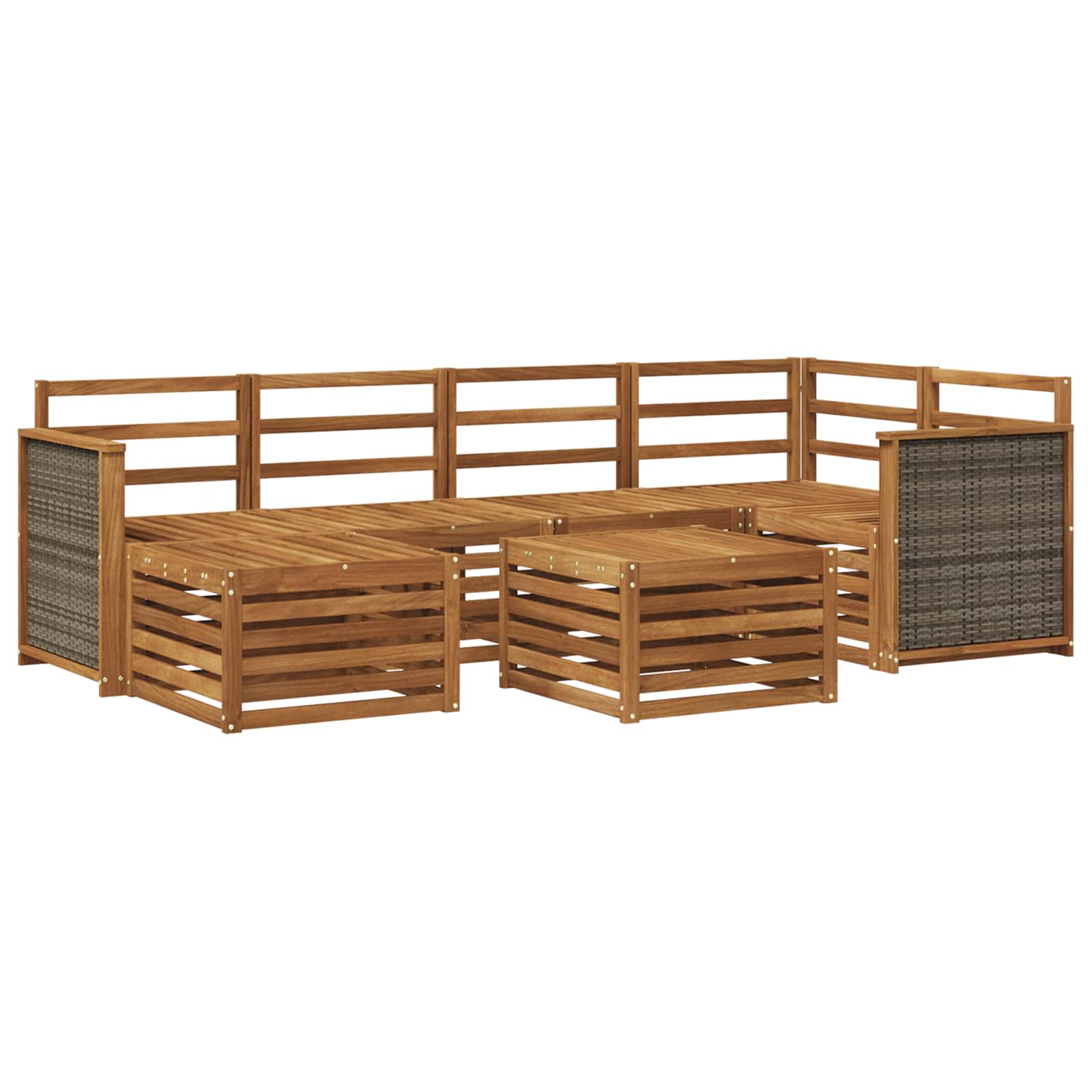 Hoekbank Set 6 pcs Naturel Massief Acaciahout is nu te koop bij PeponiXL, paradijselijk wonen!