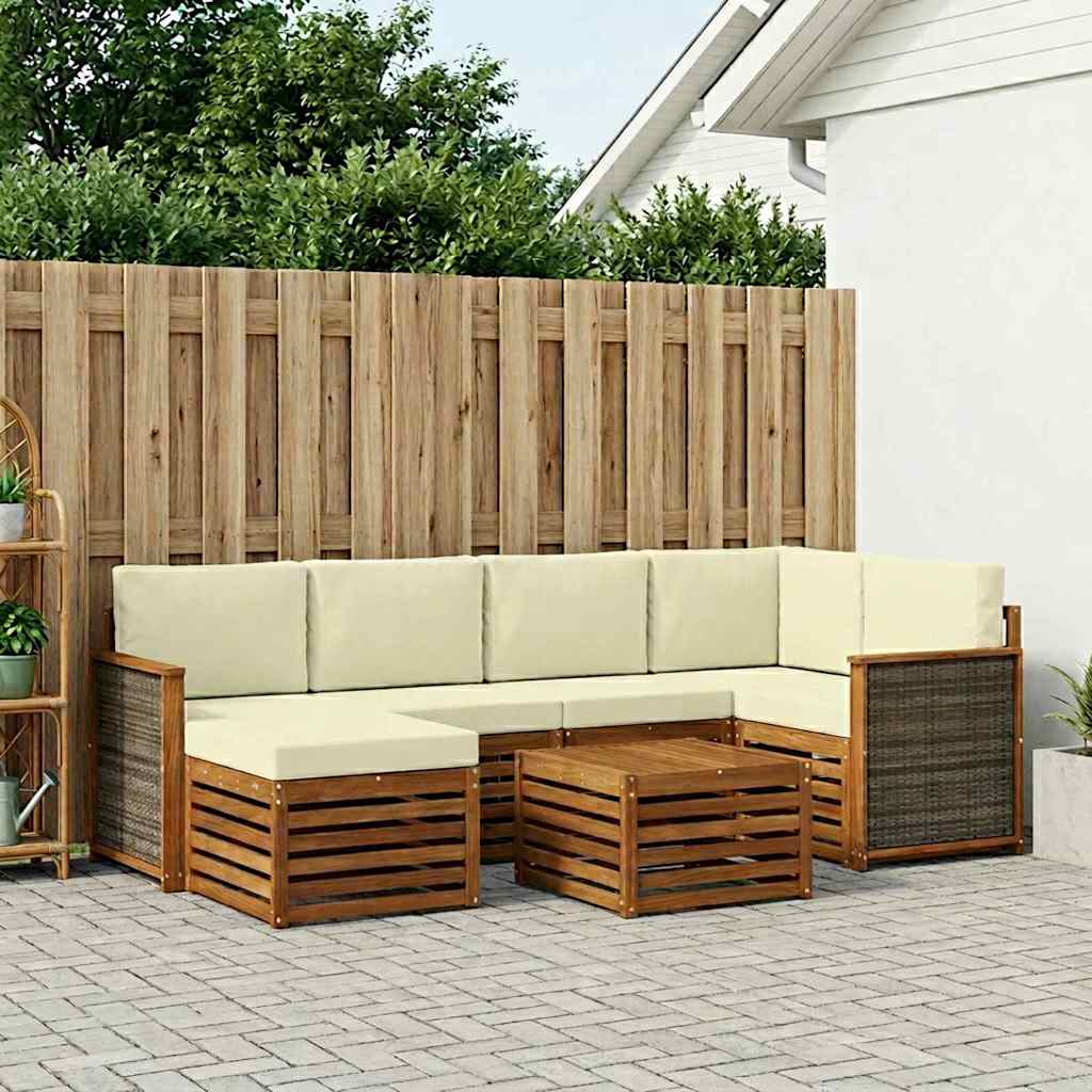 Hoekbank Set met kussen 6 pcs Natuurlijk en Crème is nu te koop bij PeponiXL, paradijselijk wonen!