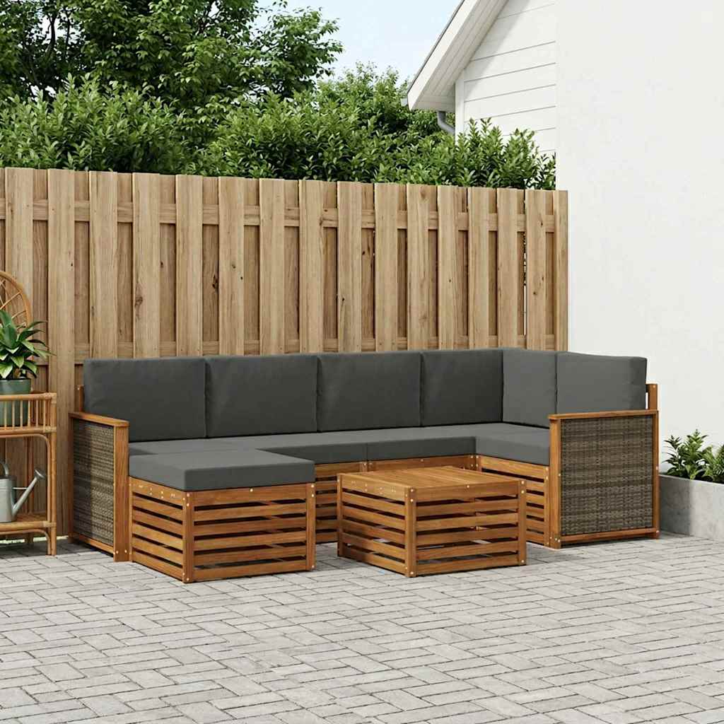 Hoekbank Set met kussen 6 pcs Natuurlijk en Antraciet is nu te koop bij PeponiXL, paradijselijk wonen!