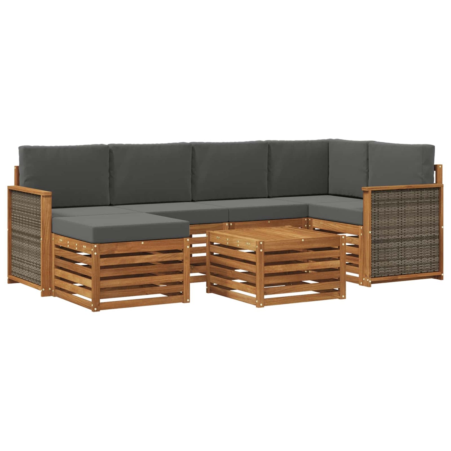 Hoekbank Set met kussen 6 pcs Natuurlijk en Antraciet is nu te koop bij PeponiXL, paradijselijk wonen!