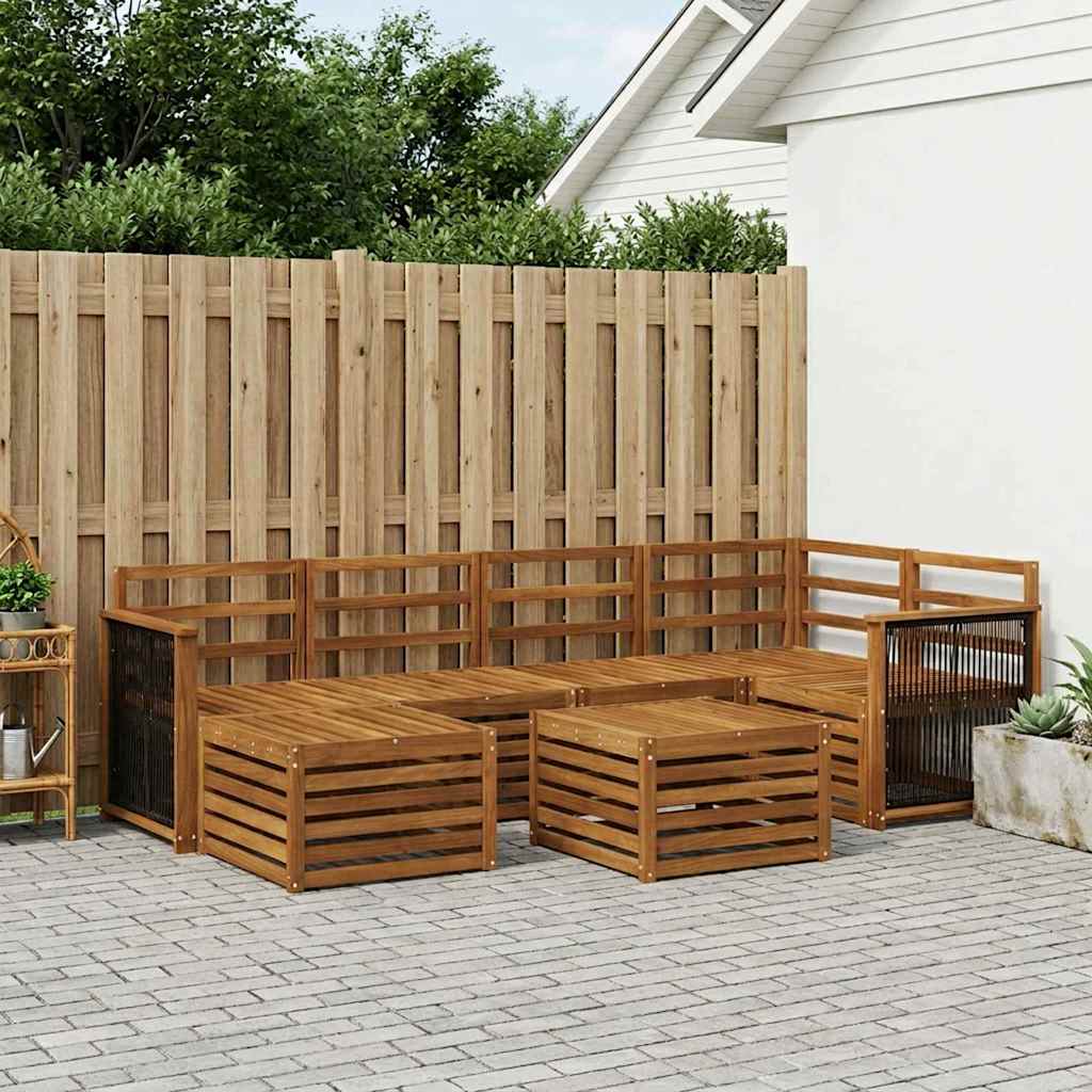 Hoekbank Set 6 pcs Naturel Massief Acaciahout is nu te koop bij PeponiXL, paradijselijk wonen!