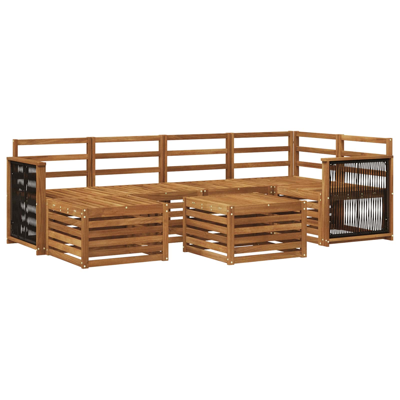 Hoekbank Set 6 pcs Naturel Massief Acaciahout is nu te koop bij PeponiXL, paradijselijk wonen!