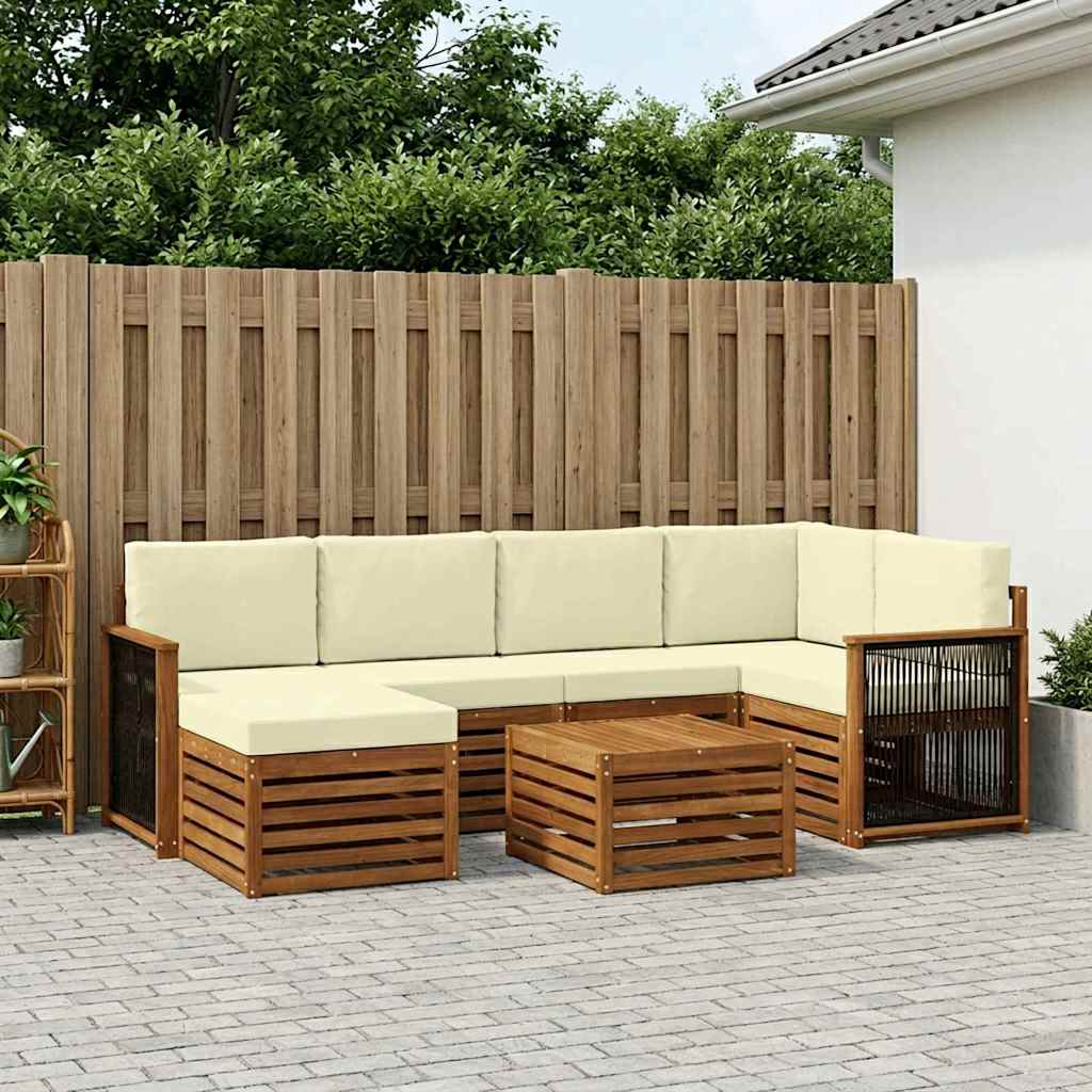 Hoekbank Set met kussen 6 pcs Natuurlijk en Crème is nu te koop bij PeponiXL, paradijselijk wonen!