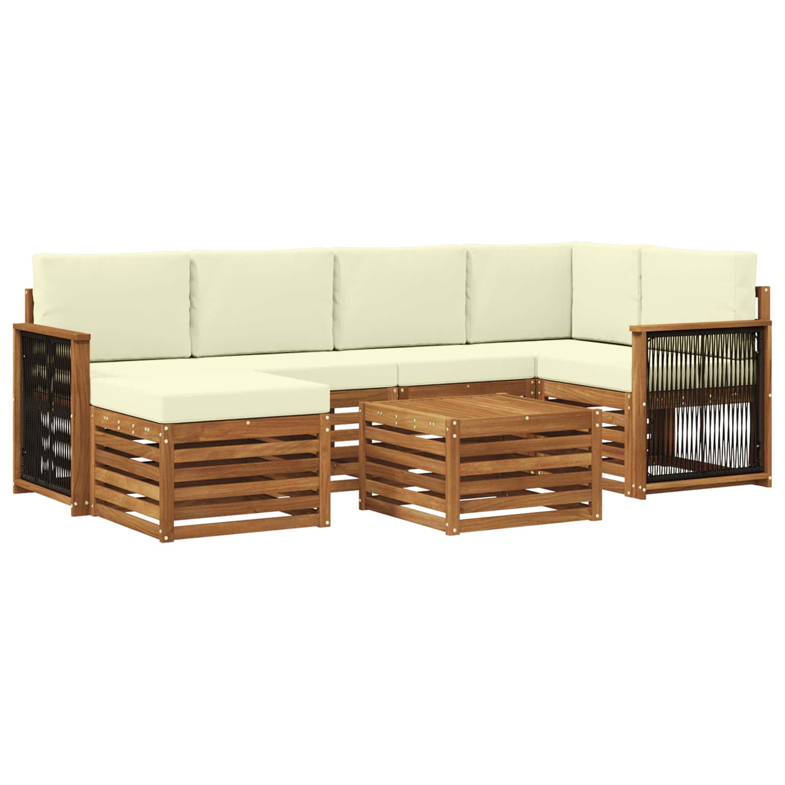 Hoekbank Set met kussen 6 pcs Natuurlijk en Crème is nu te koop bij PeponiXL, paradijselijk wonen!