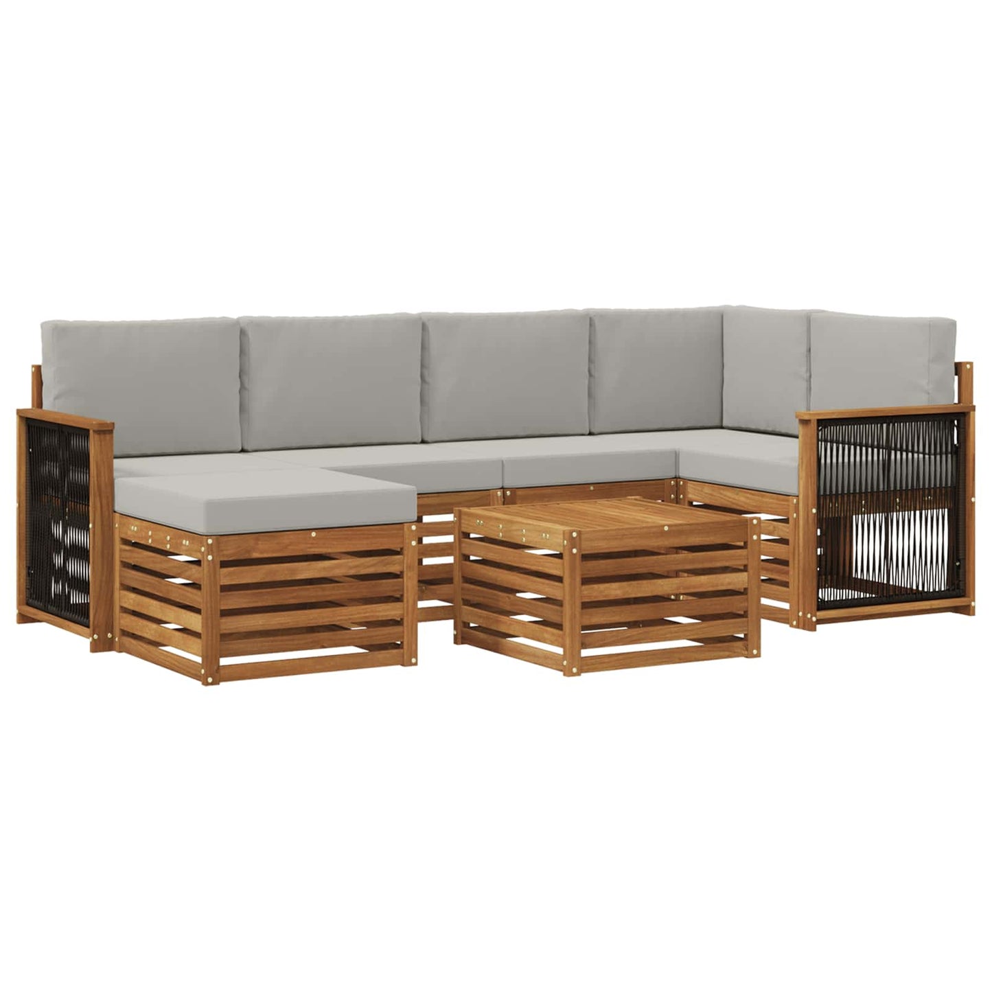 Hoekbank Set met kussen 6 pcs Naturel en lichtgrijs is nu te koop bij PeponiXL, paradijselijk wonen!