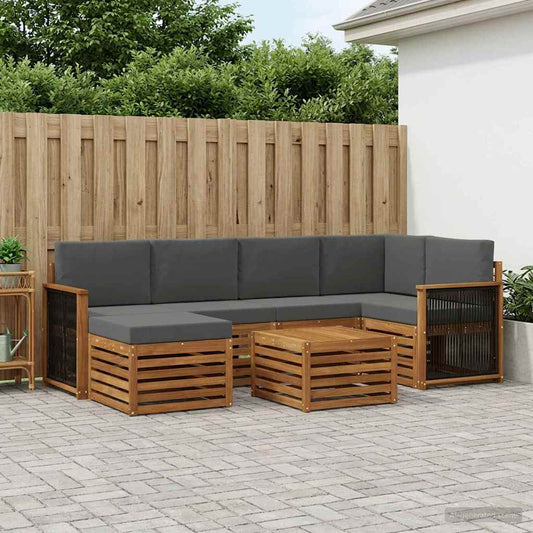 Hoekbank Set met kussen 6 pcs Natuurlijk en Antraciet is nu te koop bij PeponiXL, paradijselijk wonen!