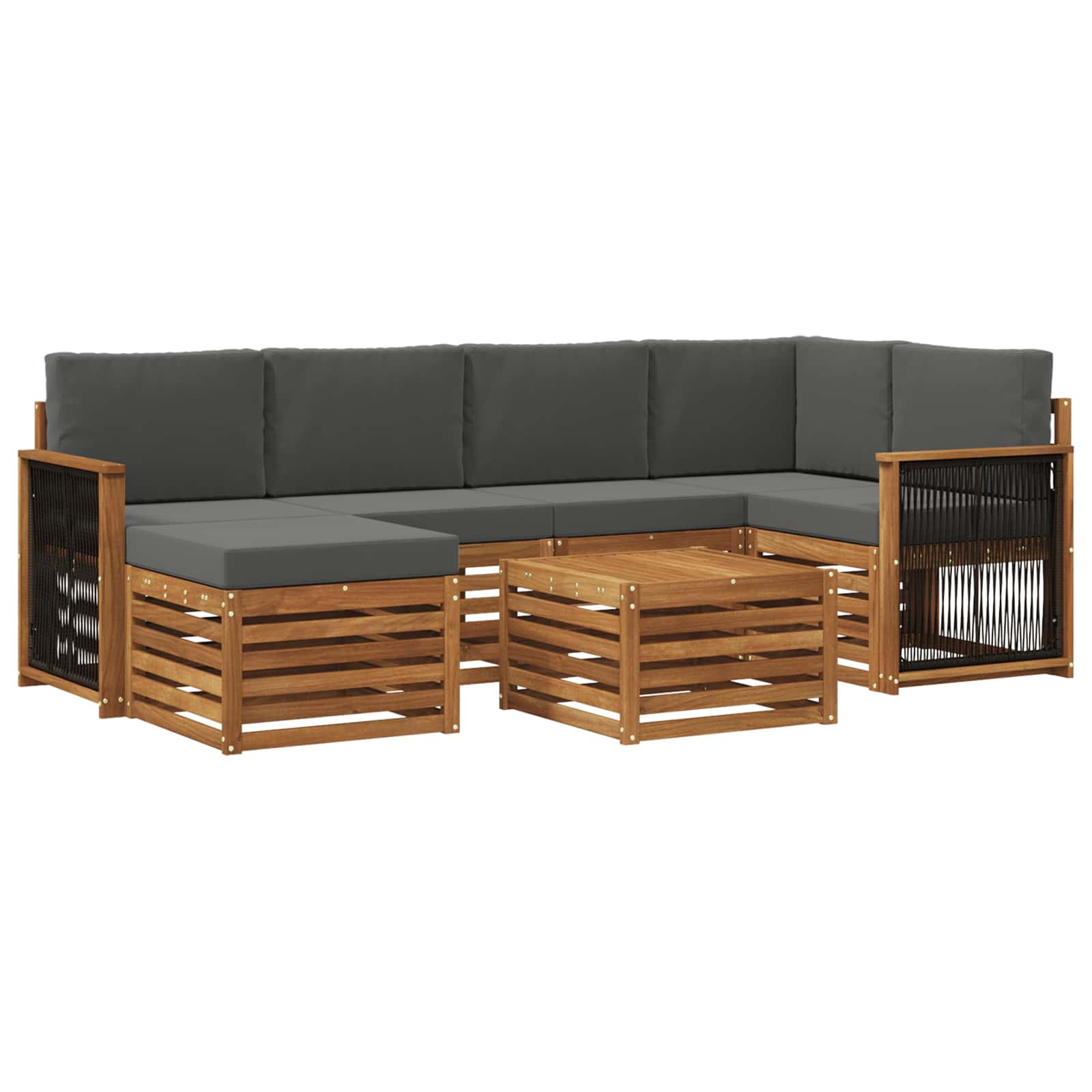 Hoekbank Set met kussen 6 pcs Natuurlijk en Antraciet is nu te koop bij PeponiXL, paradijselijk wonen!