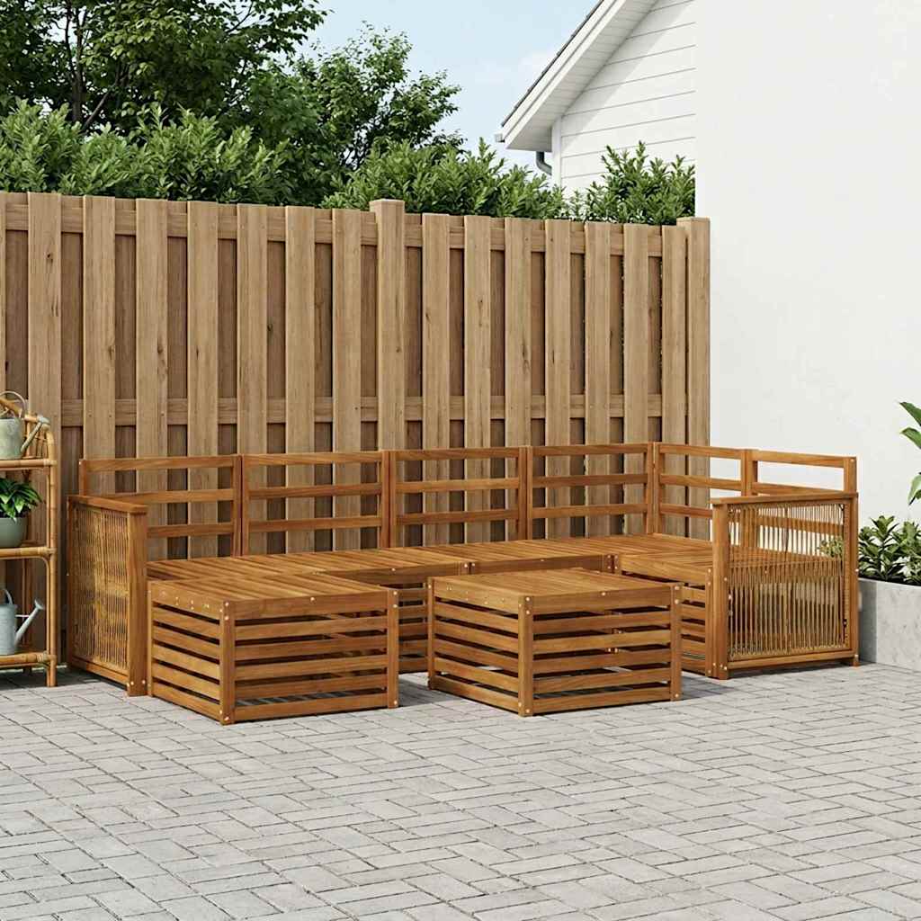Hoekbank Set 6 pcs Naturel Massief Acaciahout is nu te koop bij PeponiXL, paradijselijk wonen!