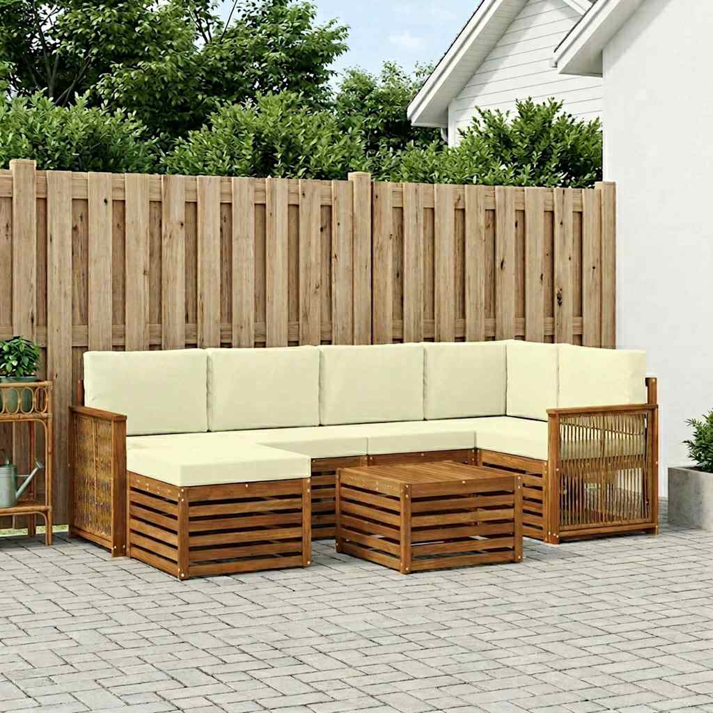 Hoekbank Set met kussen 6 pcs Natuurlijk en Crème is nu te koop bij PeponiXL, paradijselijk wonen!