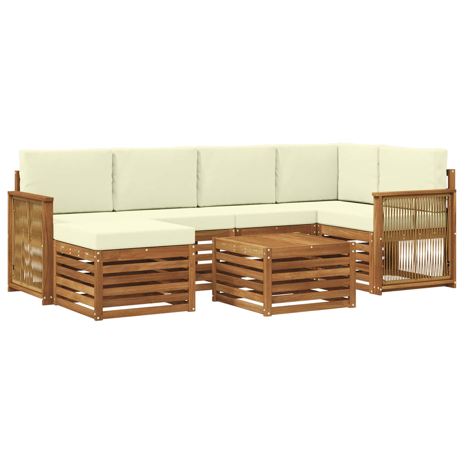 Hoekbank Set met kussen 6 pcs Natuurlijk en Crème is nu te koop bij PeponiXL, paradijselijk wonen!