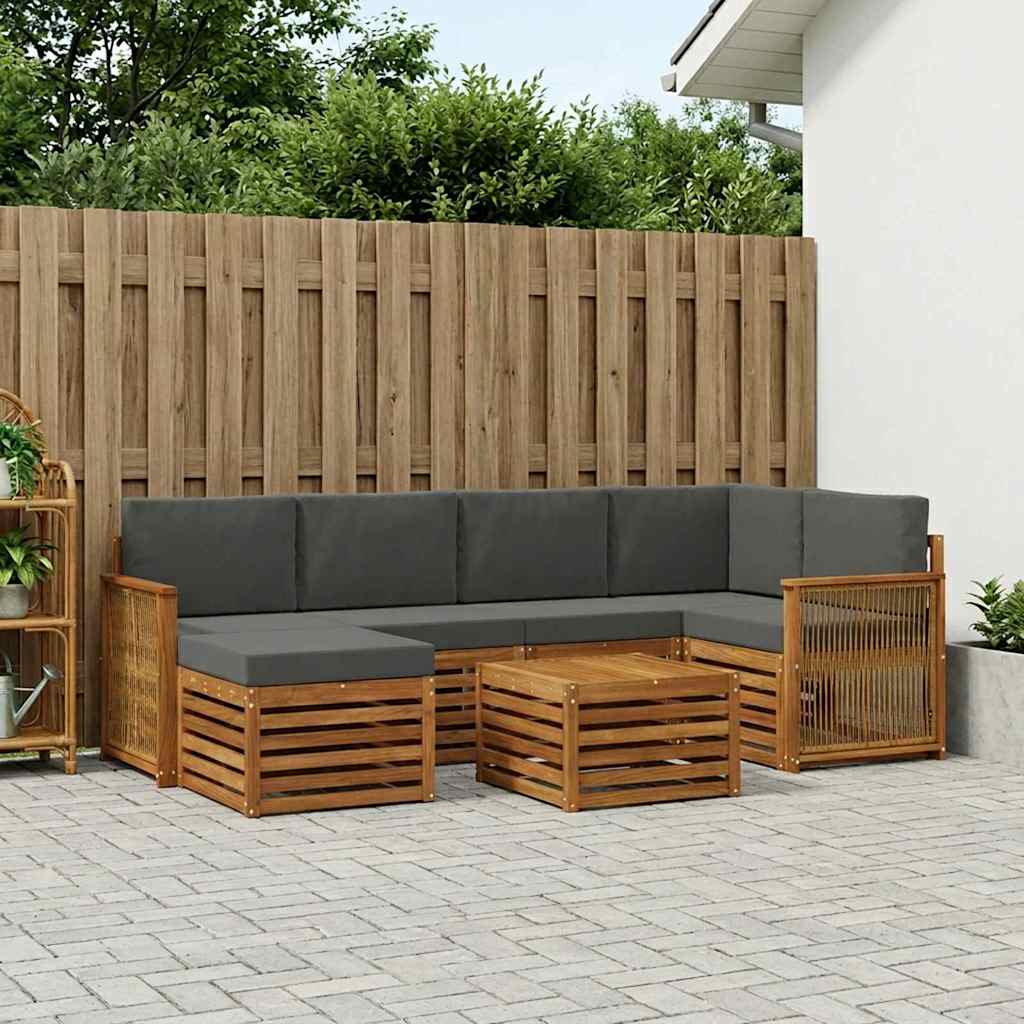 Hoekbank Set met kussen 6 pcs Natuurlijk en Antraciet is nu te koop bij PeponiXL, paradijselijk wonen!