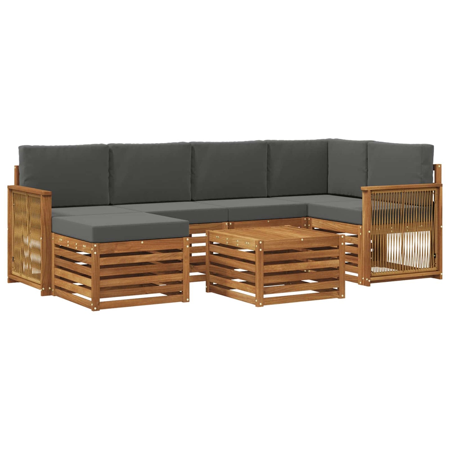 Hoekbank Set met kussen 6 pcs Natuurlijk en Antraciet is nu te koop bij PeponiXL, paradijselijk wonen!