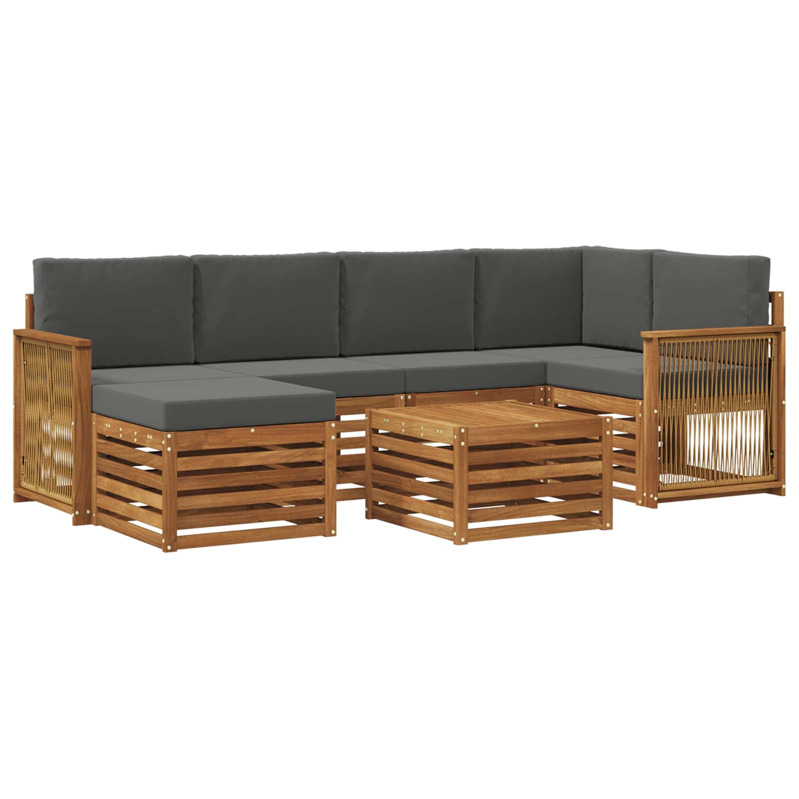 Hoekbank Set met kussen 6 pcs Natuurlijk en Antraciet is nu te koop bij PeponiXL, paradijselijk wonen!