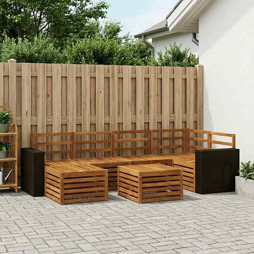 Hoekbank Set 7 pcs Naturel Massief Acaciahout is nu te koop bij PeponiXL, paradijselijk wonen!