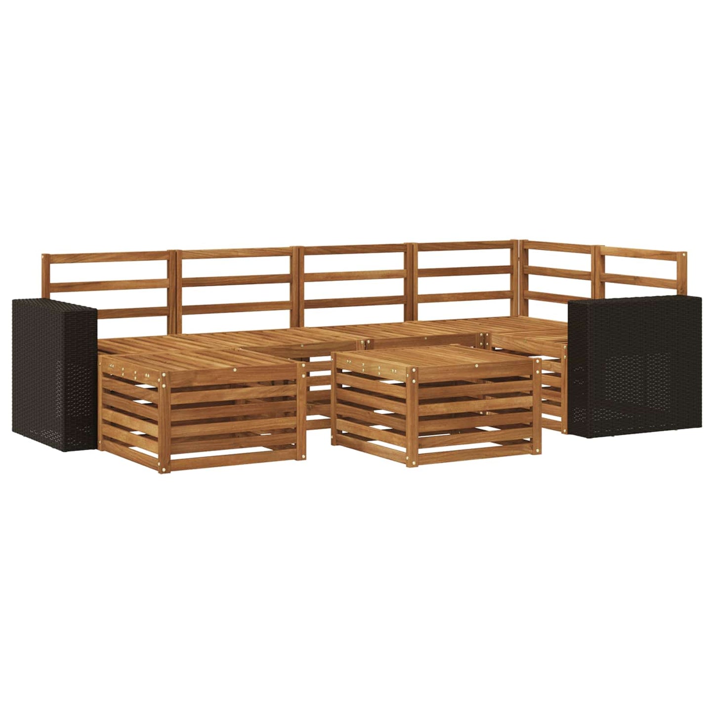 Hoekbank Set 7 pcs Naturel Massief Acaciahout is nu te koop bij PeponiXL, paradijselijk wonen!