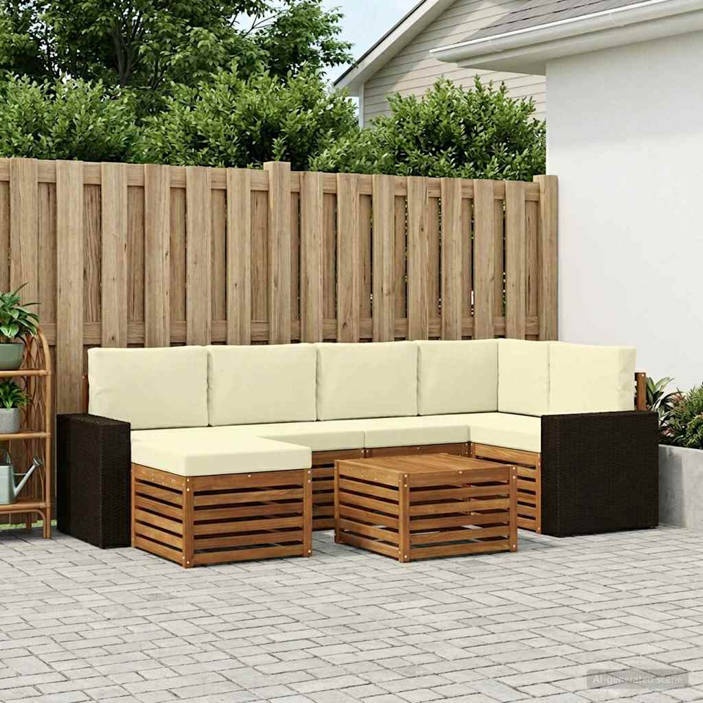 Hoekbank Set met kussen 7 pcs Natuurlijk en Crème is nu te koop bij PeponiXL, paradijselijk wonen!