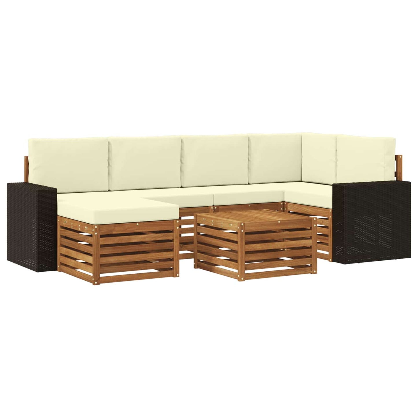 Hoekbank Set met kussen 7 pcs Natuurlijk en Crème is nu te koop bij PeponiXL, paradijselijk wonen!