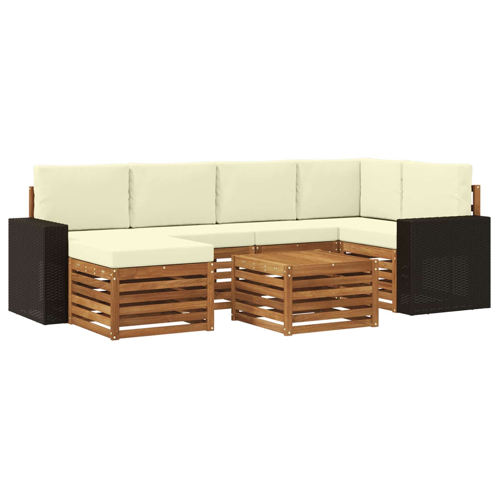 Hoekbank Set met kussen 7 pcs Natuurlijk en Crème is nu te koop bij PeponiXL, paradijselijk wonen!