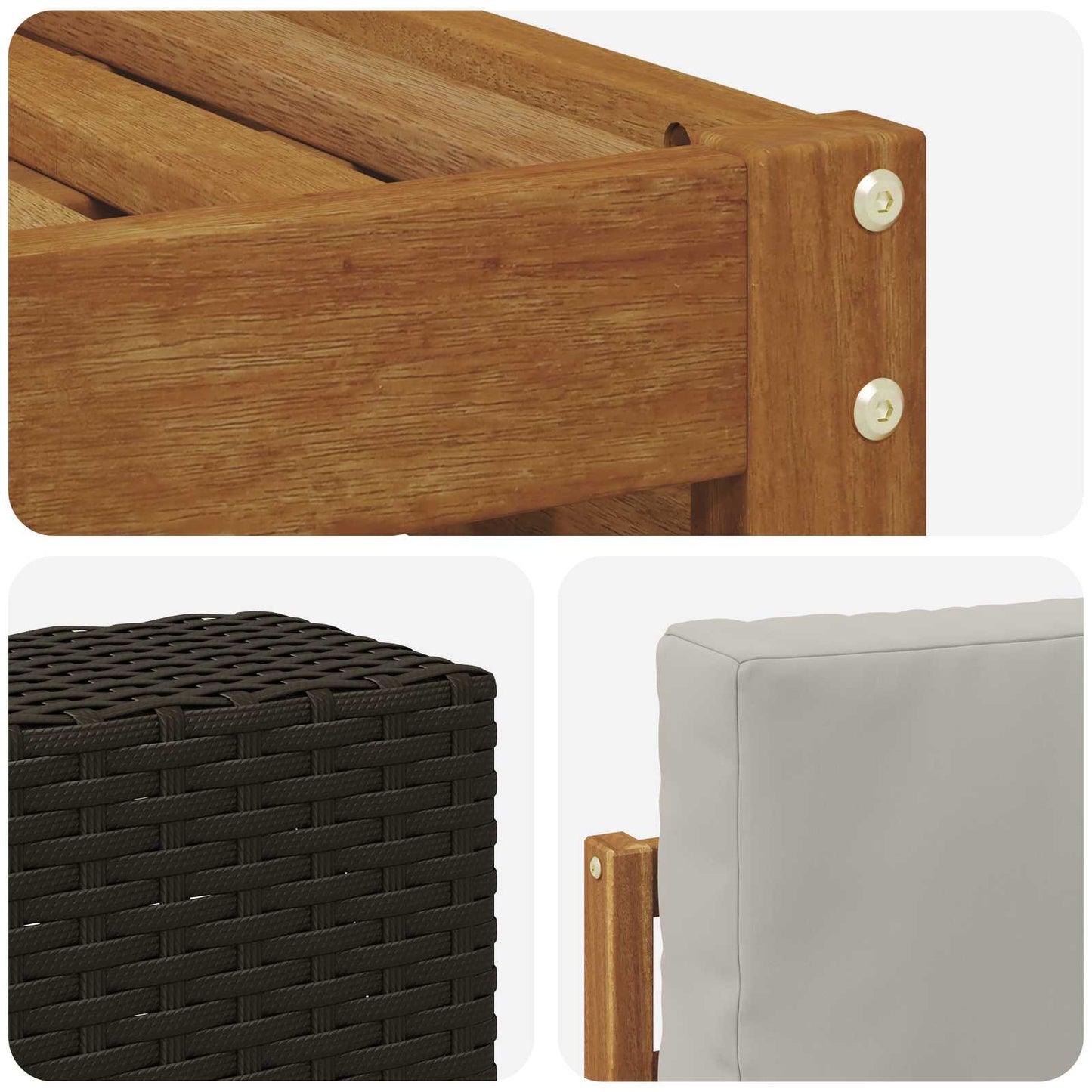 Hoekbank Set 7 pcs Naturel en lichtgrijs Massief Acaciahout is nu te koop bij PeponiXL, paradijselijk wonen!