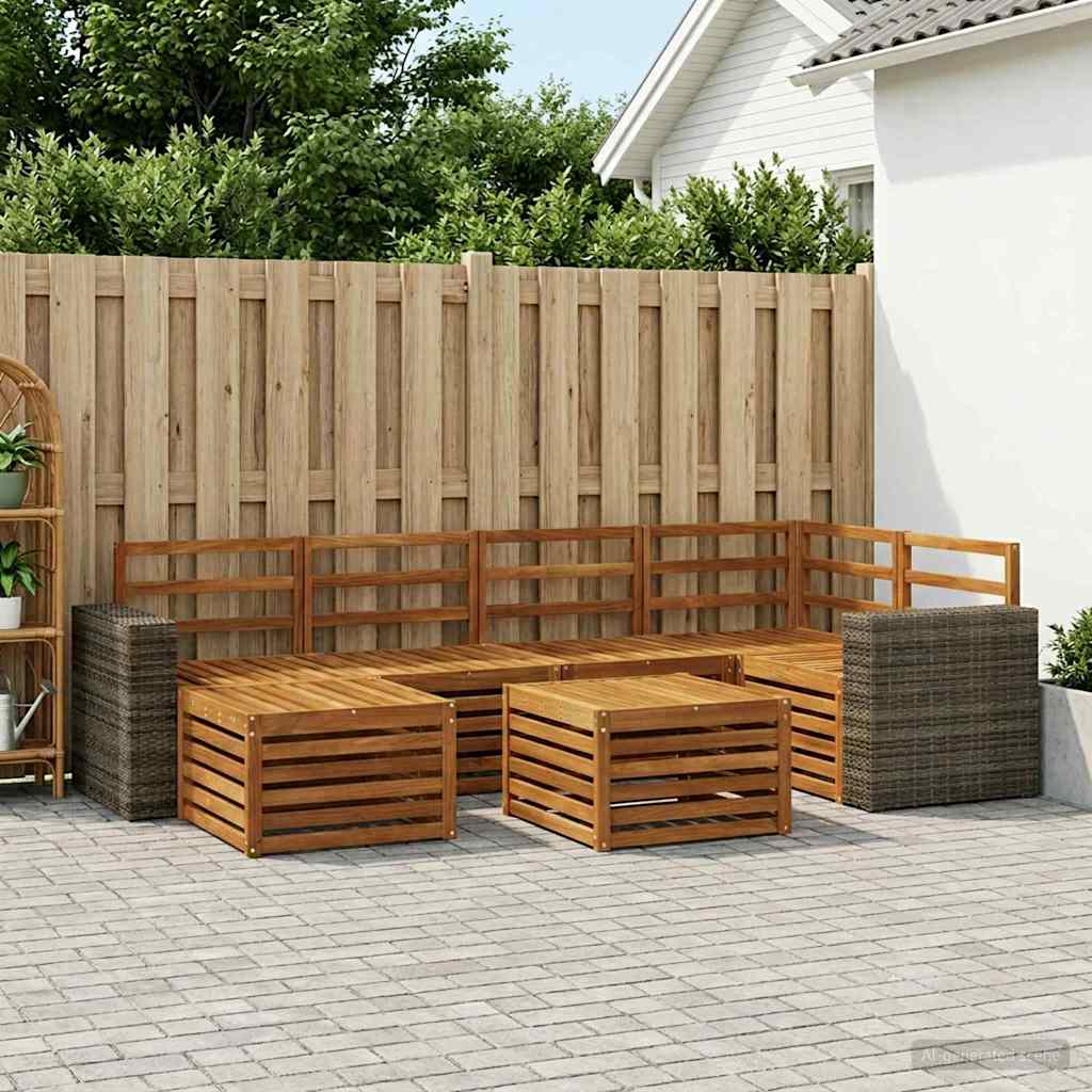 Hoekbank Set 6 pcs Naturel Massief Acaciahout is nu te koop bij PeponiXL, paradijselijk wonen!