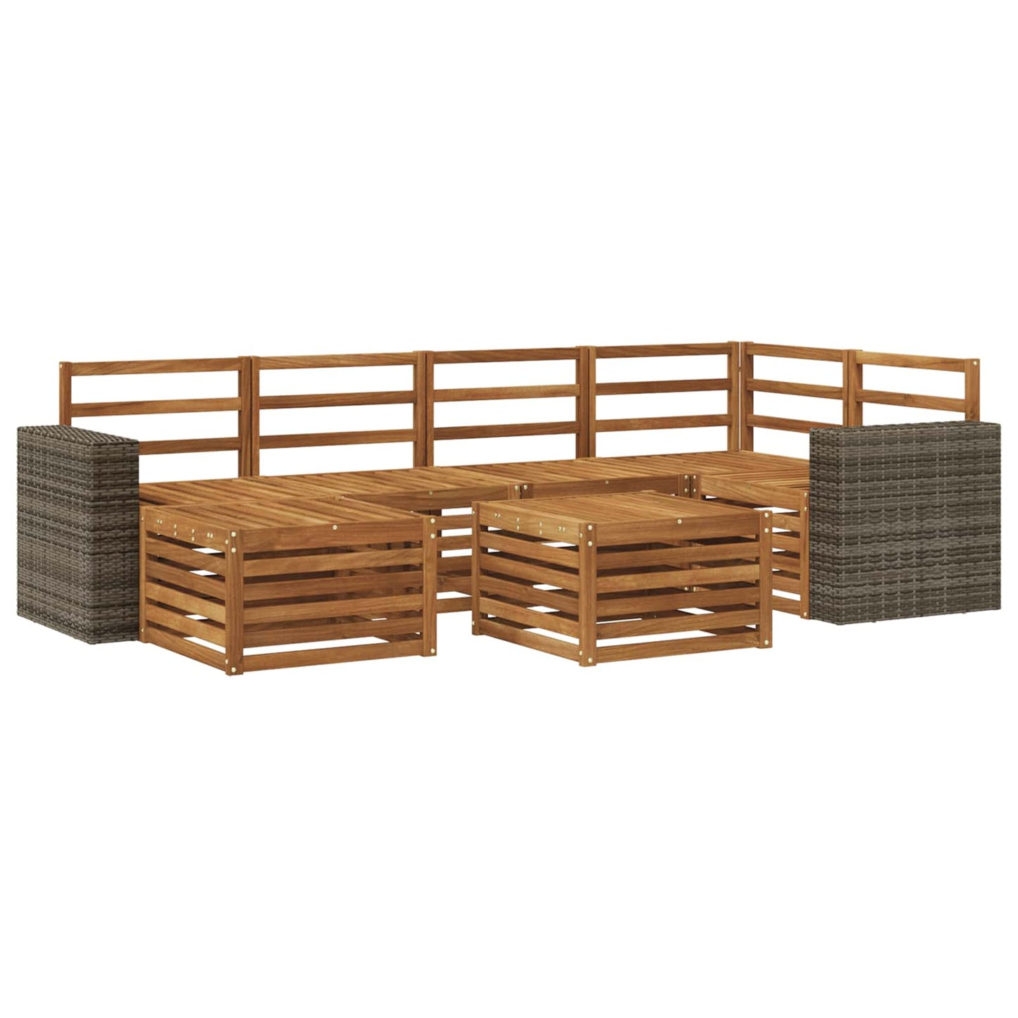 Hoekbank Set 6 pcs Naturel Massief Acaciahout is nu te koop bij PeponiXL, paradijselijk wonen!