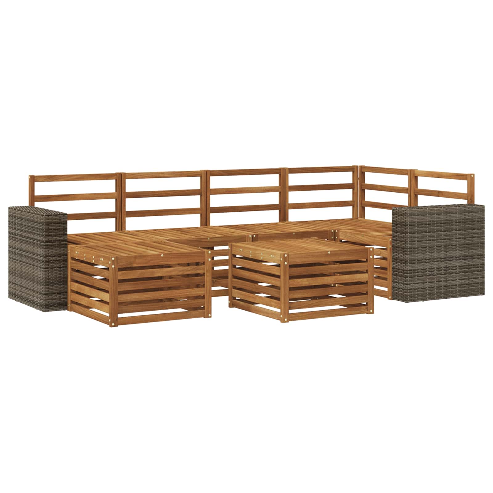 Hoekbank Set 6 pcs Naturel Massief Acaciahout is nu te koop bij PeponiXL, paradijselijk wonen!